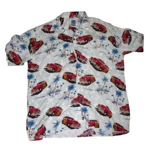 Vintage Sedans and Palm Trees Print Men's‎ Shirt XL